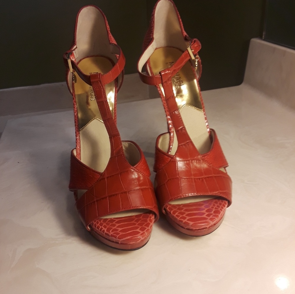 Michael Kors Nadja T Strap Platform Heels